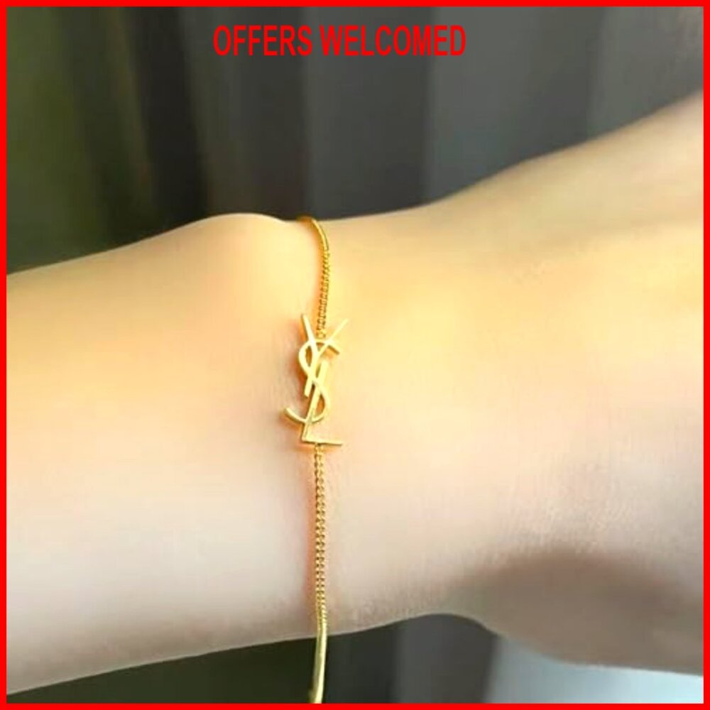 Adjustable Copper Link Bracelet With Initial Char… - image 2